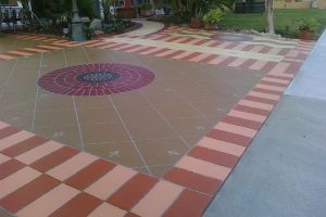 Engraved and Colored Concrete Floor Outside