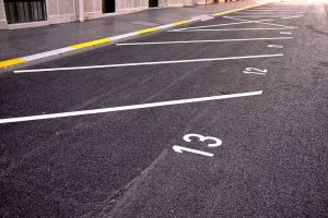 Close Up ofNumbered Parking Spaces