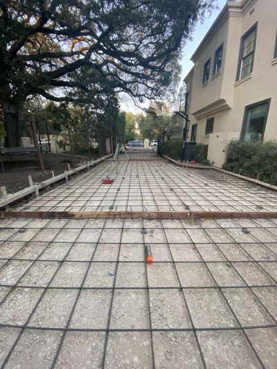 Image of driveway forms and rebar before pouring concrete