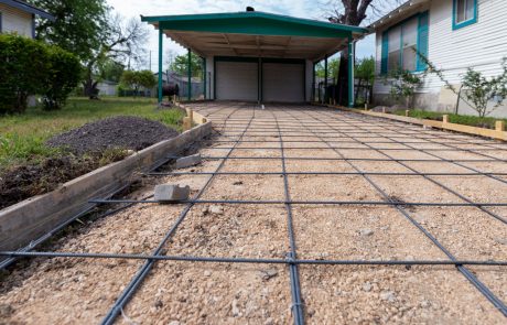 Image of a residential driveway awaiting concrete to be poured